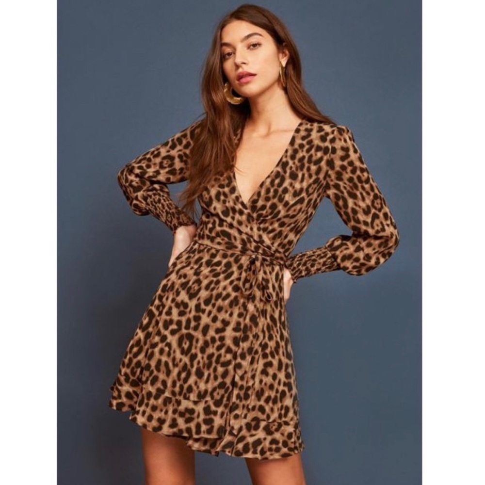Reformation Leopard Print Kerri Wrap Dress Size Small